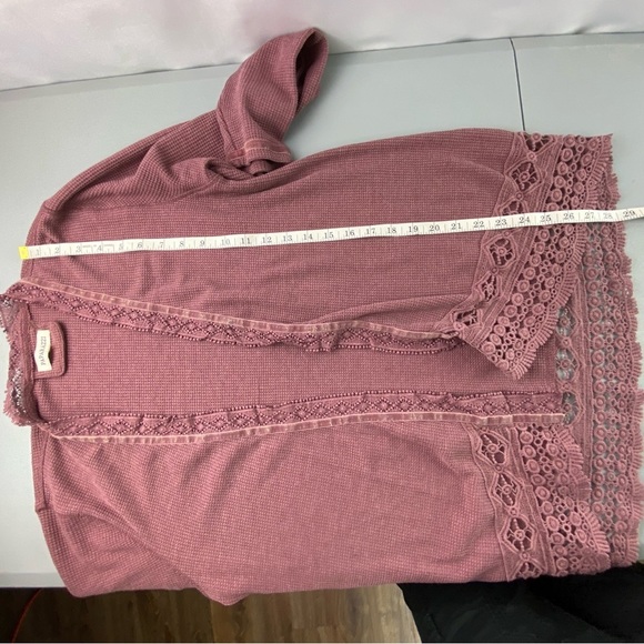 Paparazzi pink open front crochet lined thermal cardigan top women's size medium - Picture 6 of 9